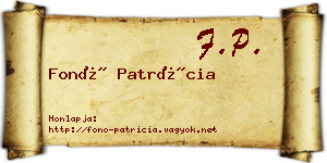 Fonó Patrícia névjegykártya
